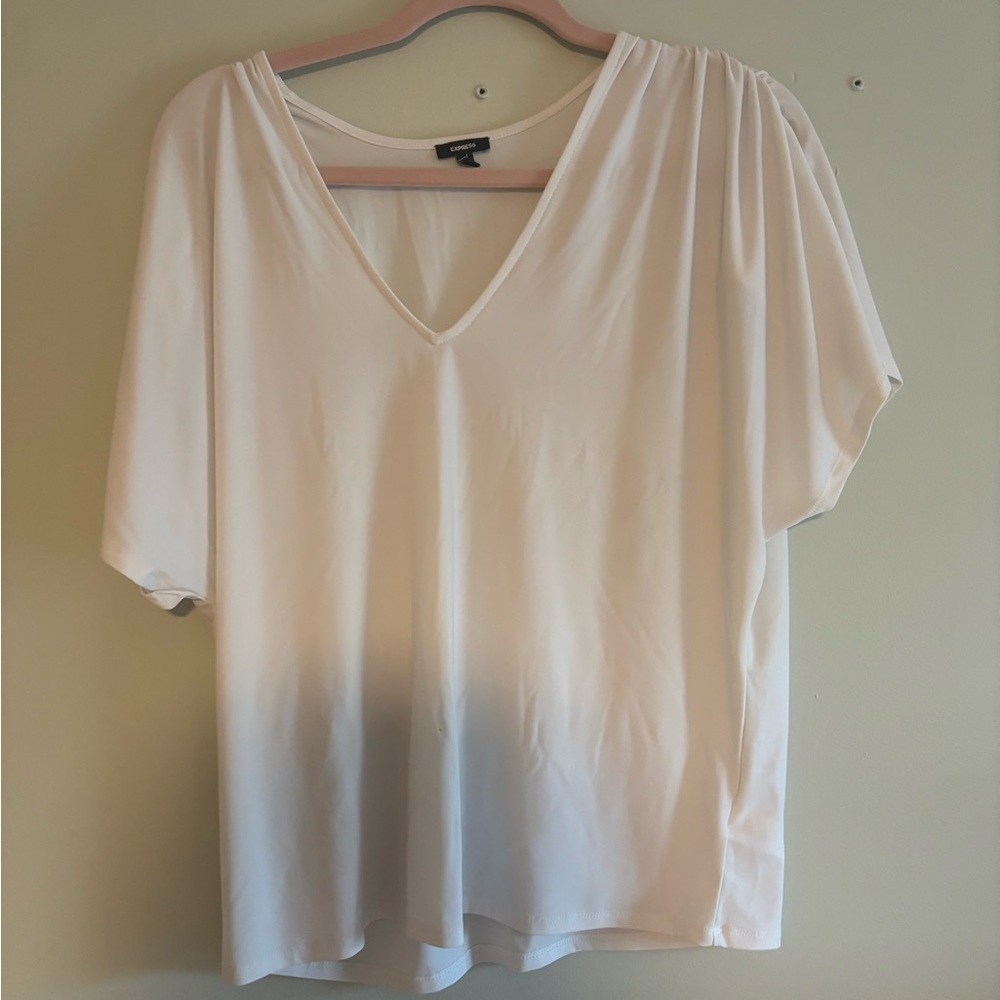 Express White V-Neck Blouse